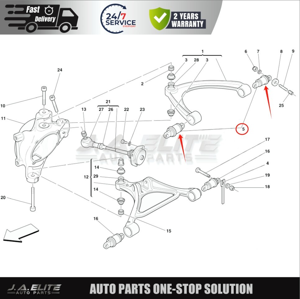 4pcs Front or Rear Upper Control Arm Bushing for Ferrari 430 599 360 612, 209167