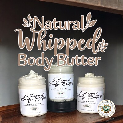 Whipped Body Butter Natural Made with Organic Shea For Skin Face Body Hair 8oz