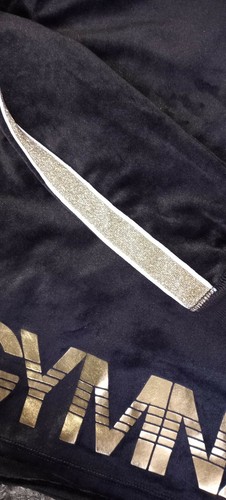 Girls justice velor gymnast hoodie size 8 new black/gold - Picture 2 of 3