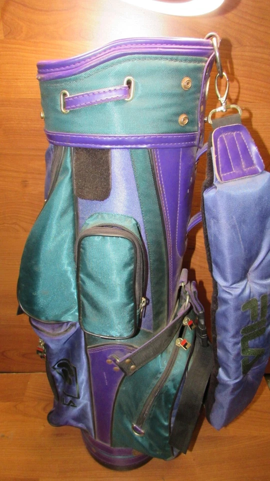 Bolsa de golf vintage Fila años 90 divisor de 6 vías bolsillos con cremallera carrito de transporte Italia Foto 3 de 4