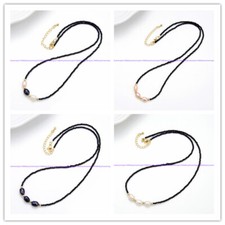 3mm Faceted Black Spinel 8-9mm White Pink Black Rice Pearl Necklace 18-28 Inch