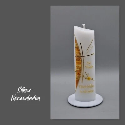 SILKES-KERZENLADEN moderne Taufkerze - inkl. Beschriftung mit Name und Datum !!