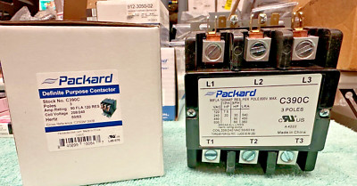 Definite Purpose Contactor, 3 Pole, 90 A, 208/240 Coil, Packard, C390C