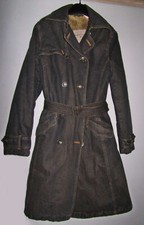 Vintage Marlboro Classics Womens Long Heavy Faux Fur Lined Denim Coat Medium