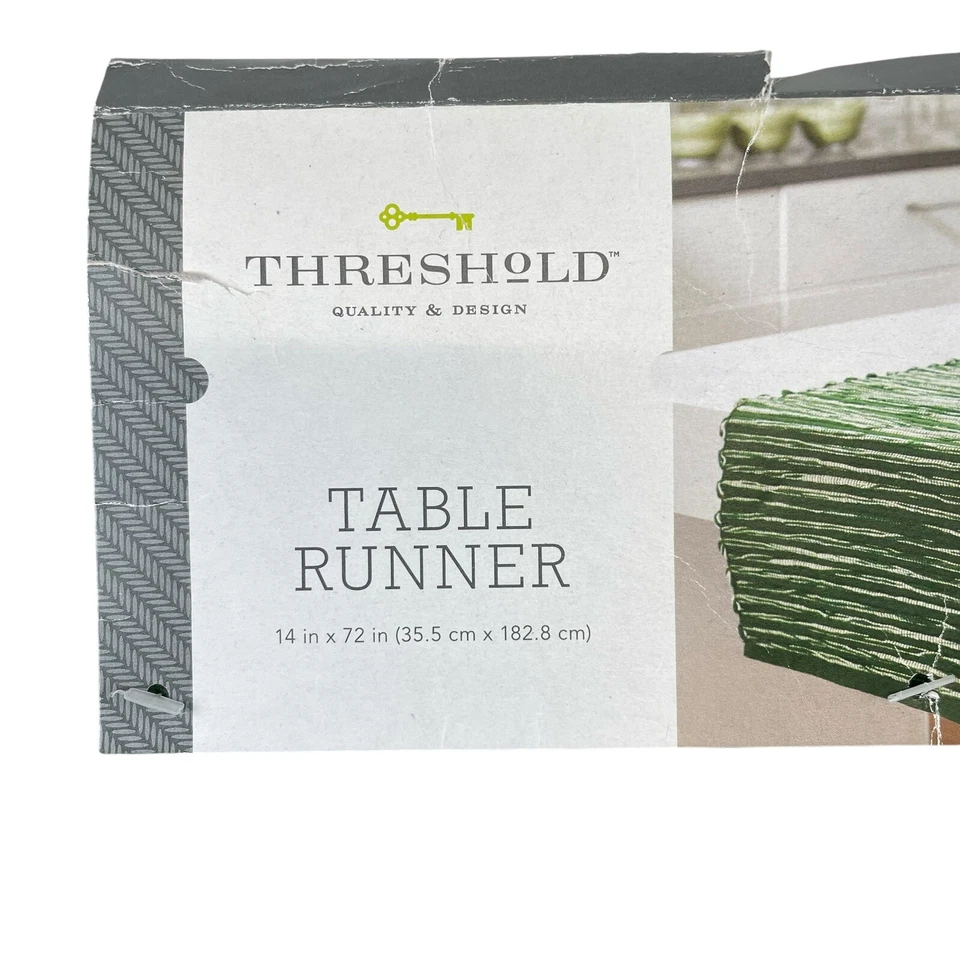 NWT Christmas Holiday Table Runner Hunter Green Metallic Thread 14" X 72" - Image 4 of 4