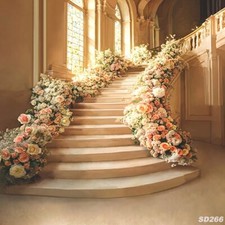 10'x10'Computer-painted Floral Stairway Wedding Scenic Background Backdrop SD266