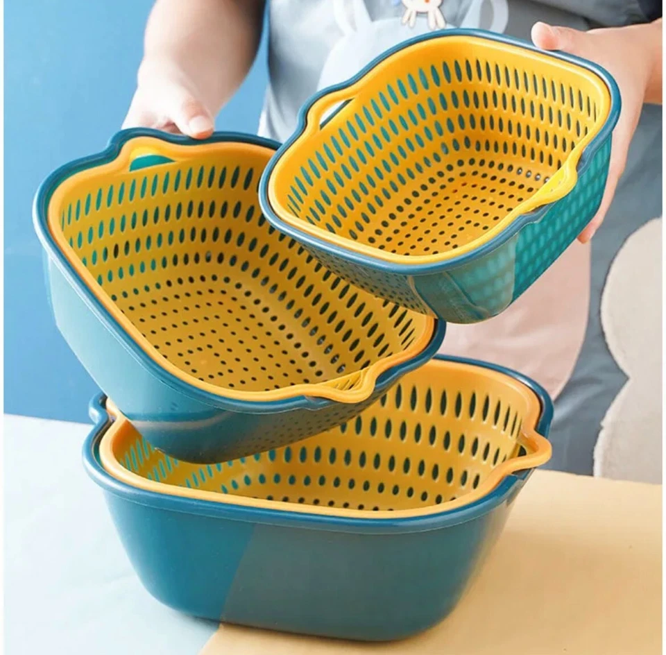 Cesta de drenaje de plástico multifuncional para verduras y frutas Foto 3 de 4