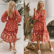 Spell & The Gypsy Poinciana Gown RARE in Cherry Red Free People Size XS