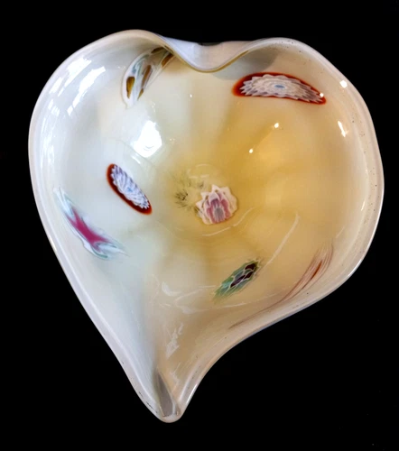 Vintage Murano ? Art Glass w Multi Colored Millefiori Glass Dish