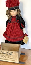 Coca Cola Morgan/sled  Porcelain Heirloom Doll Limited Ed.Franklin Mint 19"NIB
