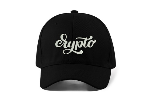 Crypto Hand Wrote Style Logo Embroidered Baseball Cap Dad Hat Sportswear - Picture 3 of 3