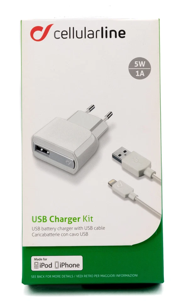 Cellularline Ladekabel USB 2in1 Charger Apple iPhone 6 7 8 X Netzladegerät 808 - Bild 1 von 1
