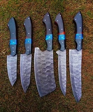 HANDMADE DAMASCUS STEEL CHEF KNIFE SET KITCHEN KNIVES SET