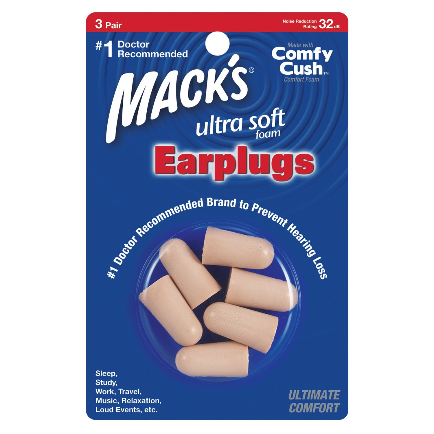 Mack's Ultra Ear Plugs (3 Pair) - Beige