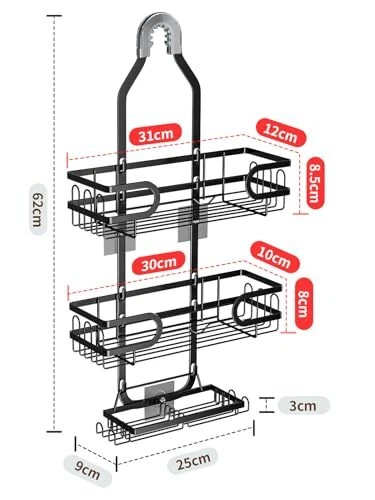 Shower Caddy Hanging No-Drilling Aluminum Over The Shower Head Caddy Required