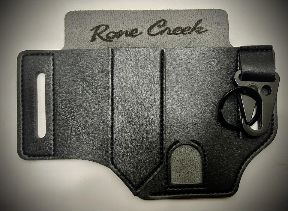 Funda/portador de bolsa multiherramienta de cuero negro con funda de nailon Foto 2 de 4