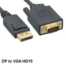 3' DisplayPort 1.2 to VGA Cable Male/Male 28AWG GoldPlated Connector Monitor TV