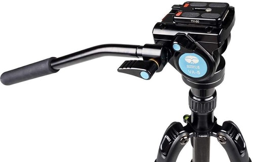 SIRUI T-024SK Carbon Fiber Camera Tripod w VA-5 Fluid Video Tripod Head - Picture 3 of 9