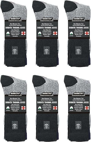 3-12 Pairs Men's Thermal Diabetic Socks Thick Warm Winter Non-Binding Crew Socks - Picture 10 of 11