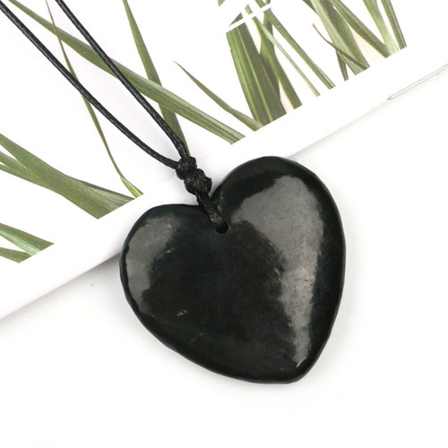 Heart Shungite Pendant Necklace EMF Protection Healing Grounding Karelian Stone - Picture 6 of 7