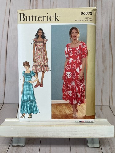 Butterick Patterns 6055E5 - Cartamodello per Vestito e Cintura, Taglie: UK 14-16 - 18-20 - 22 (EU 46-54), Colore: Bianco