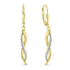 Echt Gold 333 bicolor Gelb- Weiß Pendel Ohrhänger Ohrringe Zirkonia Hänger Neu