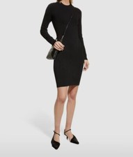 $465 Alice + Olivia Women's Black Estelle Reversible Twist Body-Con Dress Size L