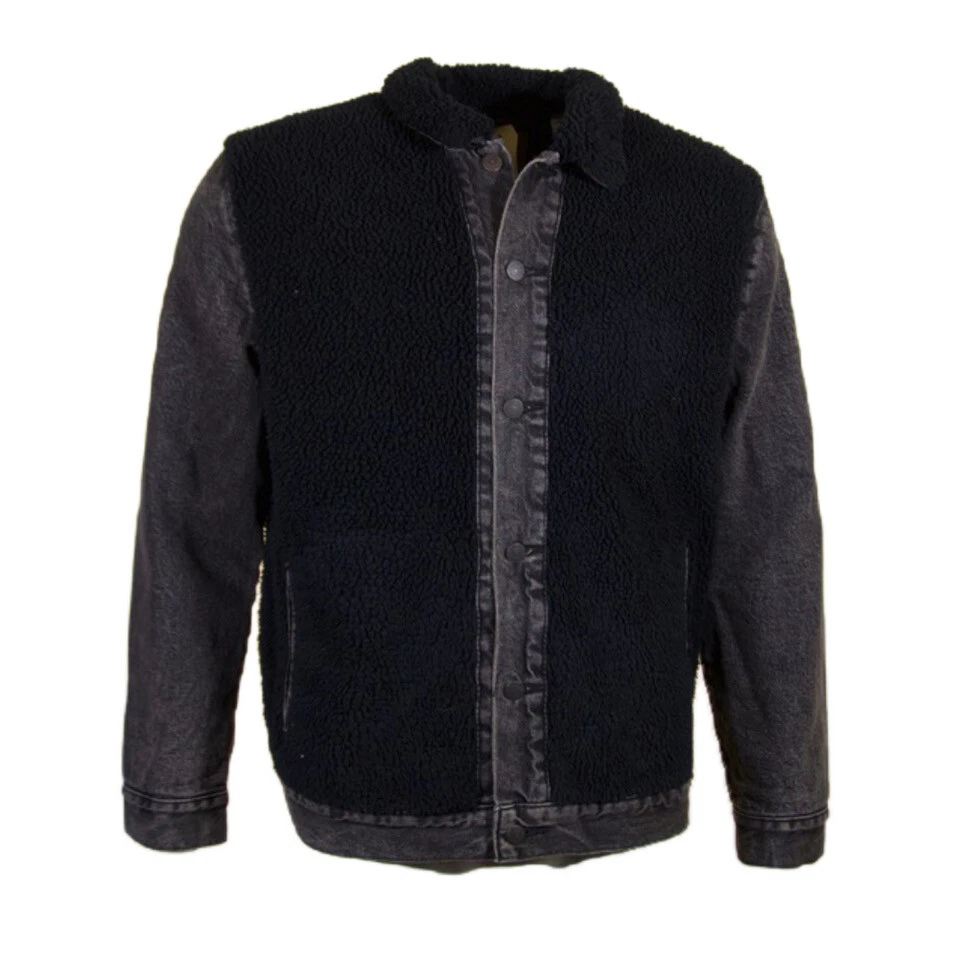 Levis Mens Denim Trucker Jean Jacket Panelled Sherpa Front Pockets Fit 77379