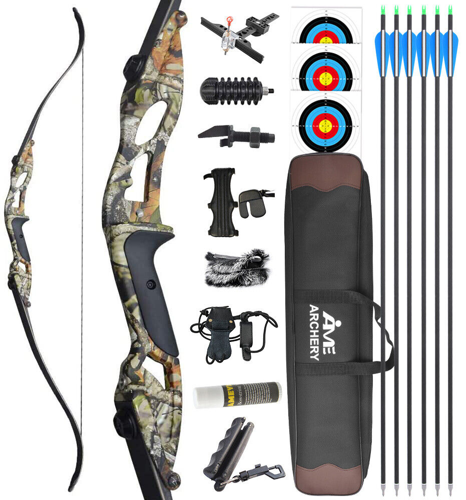 56" Takedown Recurve Bow 30-50lbs Limbs Metal Riser Archery Adult Hunting Target