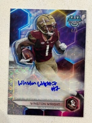 WINSTON WRIGHT 2023 Bowman University Best Football WHITE Geometric AUTO # 4/5