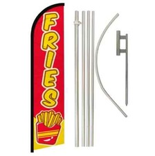 Fries Windless Full Curve Advertising Fast Food Banner Flag Pole Kit