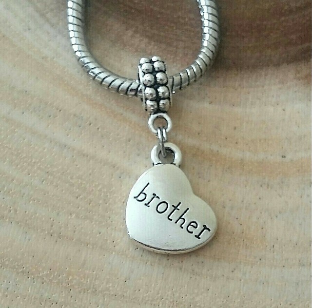 Heart Brother Siblings Charm Pendant For European Style Bracelet