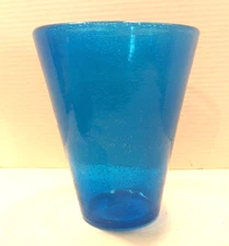 Blenko 366S Vase in Teal Bubbles By Wayne Husted Circa 1955
