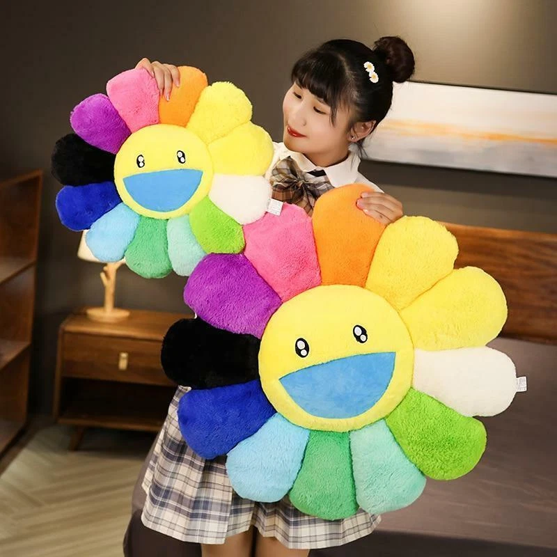 Cute Sunflower Pillow Japanese Rainbow Flower Plush Soft KiKi Ohaha Cushion New
