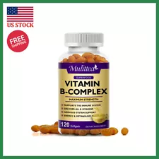 120 Capsules Vitamin B Complex B1,B2,B3,B5,B6,B7,B9,B12, Immune Support pills