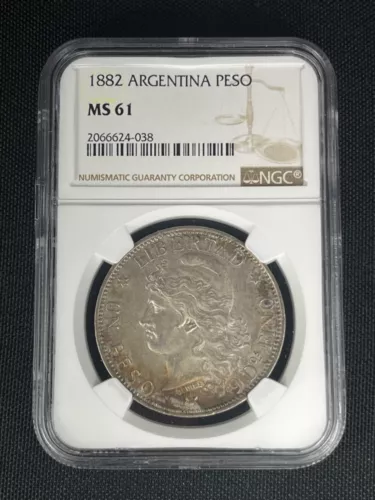1882 Argentina Peso - NGC MS 61