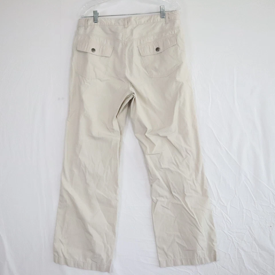 Pantalones IZOD Para Mujer 14 Informales Pierna Ancha Chino Solapa Bolsillo Caqui Beige Foto 3 de 4