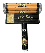 ZIG ZAG KING SIZE CIGARETTE PAPERS + CLIPPER LIGHTER + 100mm ROLLING MACHINE