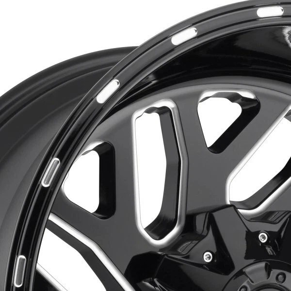 20 FUEL TRITON WHEELS RIMS GLOSS BLACK MILLED DEEP LIP Foto 3 de 4