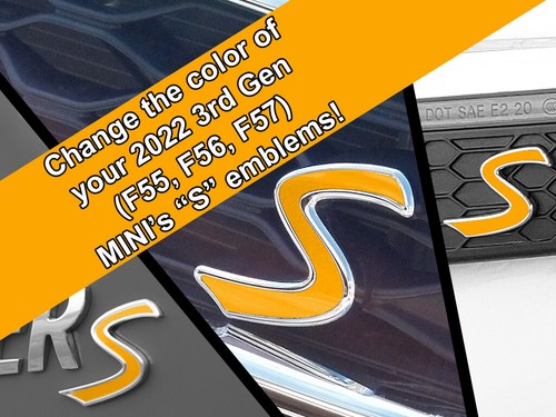 D201 Scuttle & Rear Emblem S Decals for 2022-2024 only MINI Cooper F55 F56 F57 - Picture 10 of 27
