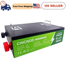 51.2V 50Ah 2560Wh Lithium LiFePO4 Battery 50A BMS Golf Cart UPS Solar Off-Grid