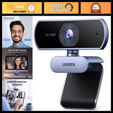 UGREEN Full HD 1080P/30fps Webcam for PC/Laptop/Mac, Auto Light Correction