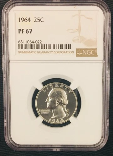 #0019   1964   WASHINGTON QUARTER   NGC   PR 67