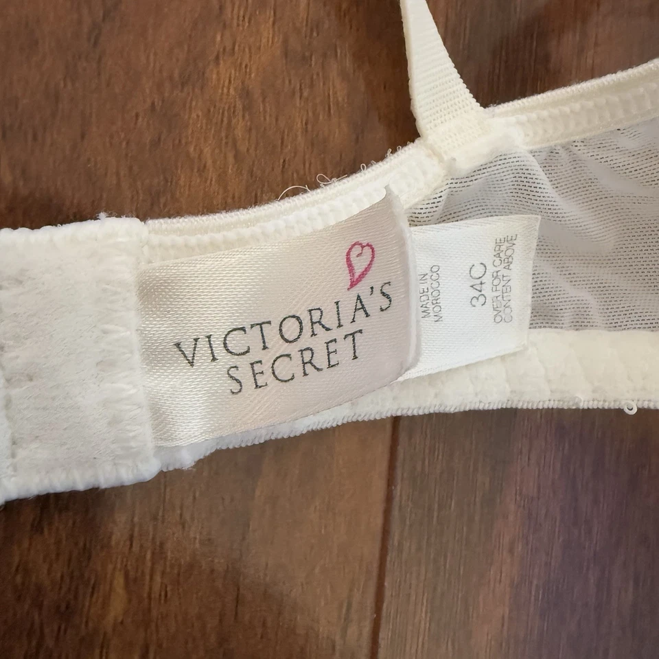 Бюстгальтер на косточках Victoria's Secret чистый кружевной белый цветочный 34C Y2K винтажный 04/99 - Изображение 4 из 4