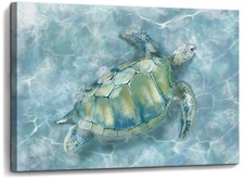 YJYart Bathroom Wall Decor Sea Turtle HD Pictures Print on 16"L x 12"W, Green