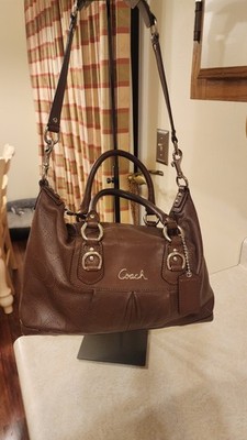 Coach Ashley Brown Leather Pleated Handbag Satchel Shoulder Bag | eBay