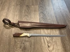 Vtg 1980's Mike Irie 11'' Blade Fillet Knife Steel with Original Leather Sheath