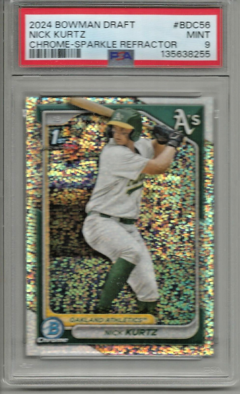Nick Kurtz 2024 Bowman Draft Chrome Sparkle Refractor Rookie #170/200 PSA 9