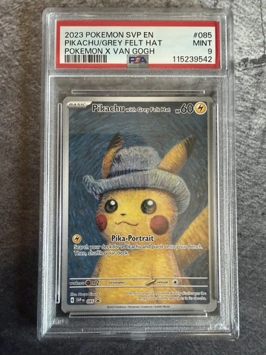 2023 Pokemon SVP Black Star Promo #085 Van Gogh Pikachu with Grey Felt Hat PSA 9