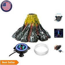 Multi-Color LED Aquarium Bubbler Volcano Ornament - Lightweight Easy Setup